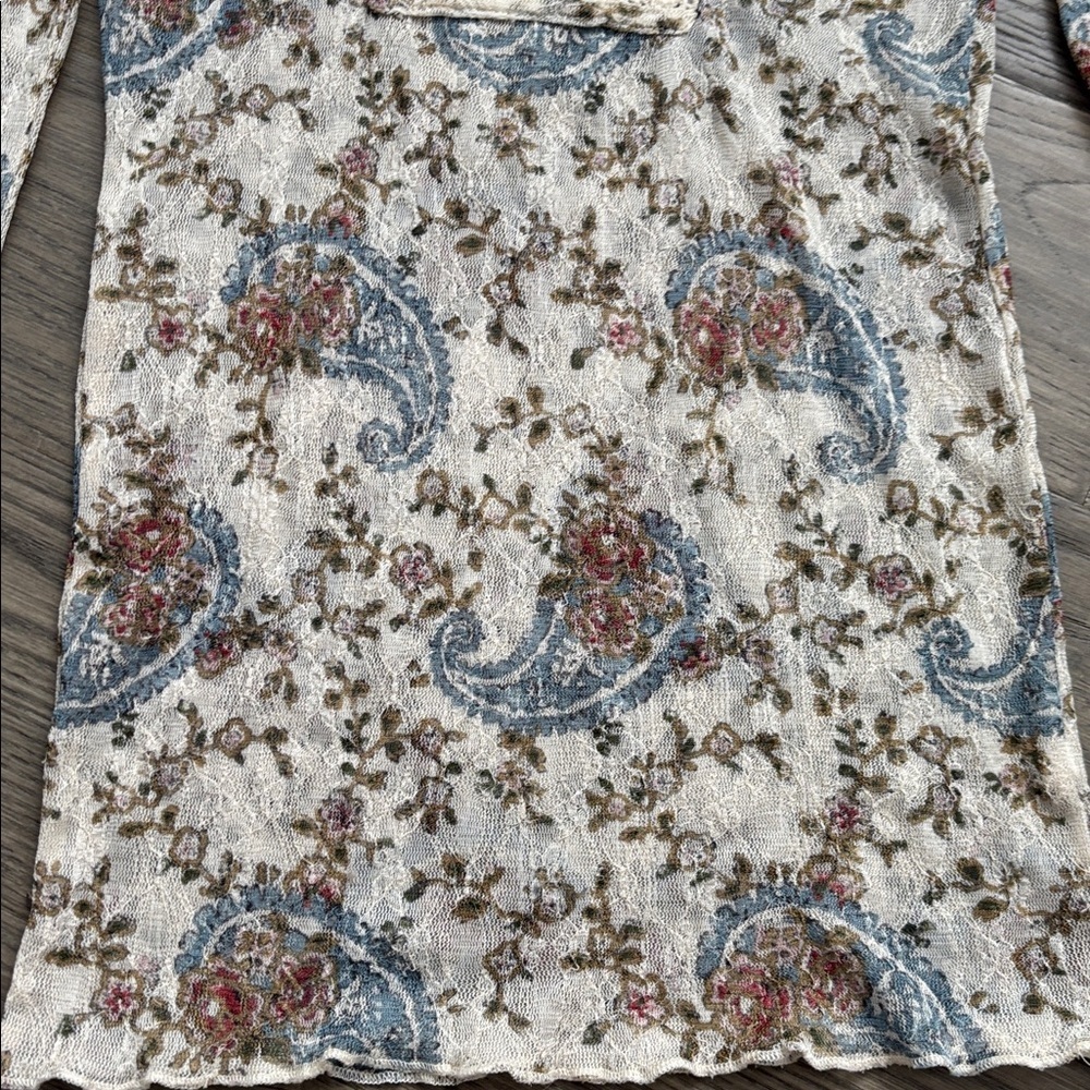 Ralph Lauren | Denim & Supply Paisley And Floral Lace Henley Top Size XSmall - Picture 4 of 11